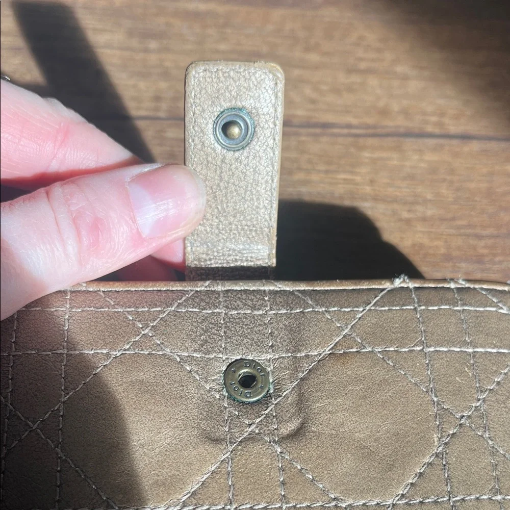Christian Dior Tan Quilted Leather Wallet